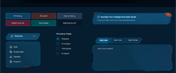 このUIデザインかっこいい！ 近未来をテーマにしたUIコンポーネントとデザイン要素のセット -Cosmic UI