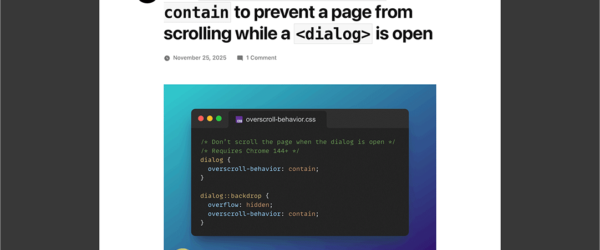 モーダルが開いている間、その下のページが連鎖してスクロールしてしまうのを回避するCSSの新しいテクニック