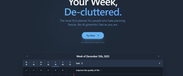 1週間のタスクをパッと見でざっくり把握できるオープンソースのウィークリータスクマネージャー・「WeekList」