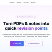 文章量の多いPDFなどのドキュメントをAIで要約して5～10程度に箇条書きしてくれるAI学習サポートツール・「Reviselyt」