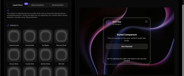 これ1つでOK！ CSSでLiquid GlassやGlassmorphism、Nuemorphismを実装できる便利ツール -Aether CSS