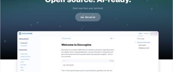 Markdown及びMDXからドキュメントWebサイトを生成できるAIもサポートしたオープンソースのCLI・「Doccupine」