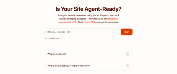 AIO: 無料とは思えないほど充実した機能！ あなたのWebサイトがAI検索や生成AIに対応しているかをチェックできる -Is Your Site Agent-Ready?