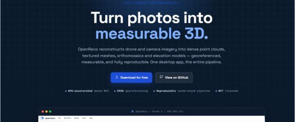 ドローンやカメラで撮影した大量の写真から3Dモデルや地図データを自動生成できるオープンソースの写真測量ソフト・「OpenReco」