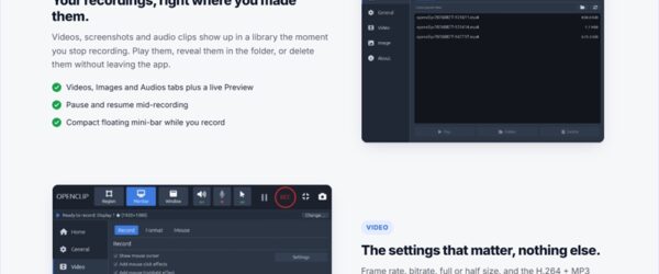 シンプル、軽量で使い勝手も良いオープンソースのRust製スクリーンレコーダー・「openclip」