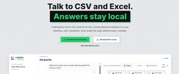任意のCSVやExcelのデータをAIとのの対話形式に変換し、分析結果として提供するOSS・「nolainquery」