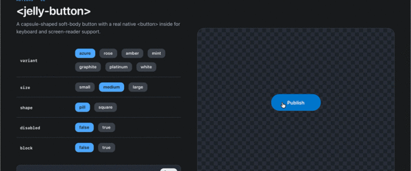 さまざまなUI要素をゼリーみたいにぷるるんとした質感にする、かわいいUIコンポーネントライブラリ -Jelly UI